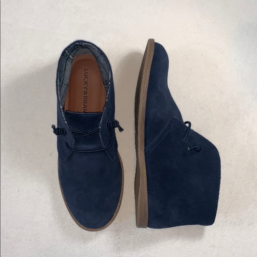 Lucky Brand NWOT Blue Suede Booties Sz 5M